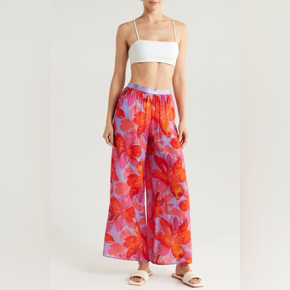 Nordstrom Anthropologie Hutch Floral Cover-Up Pants Watercolor Gardenia size M